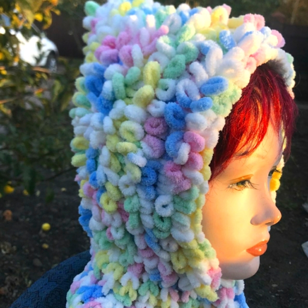 Multicolored soft acrylic hood  balaclava